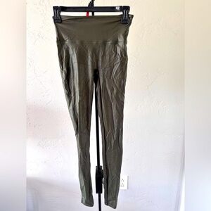 SPANX Olive Faux Leather High-waisted Leggings